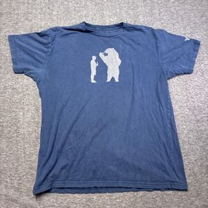 YETI Graphic T-Shirt Mens XL Blue Bear Man Outdoors Short Sleeve Stained